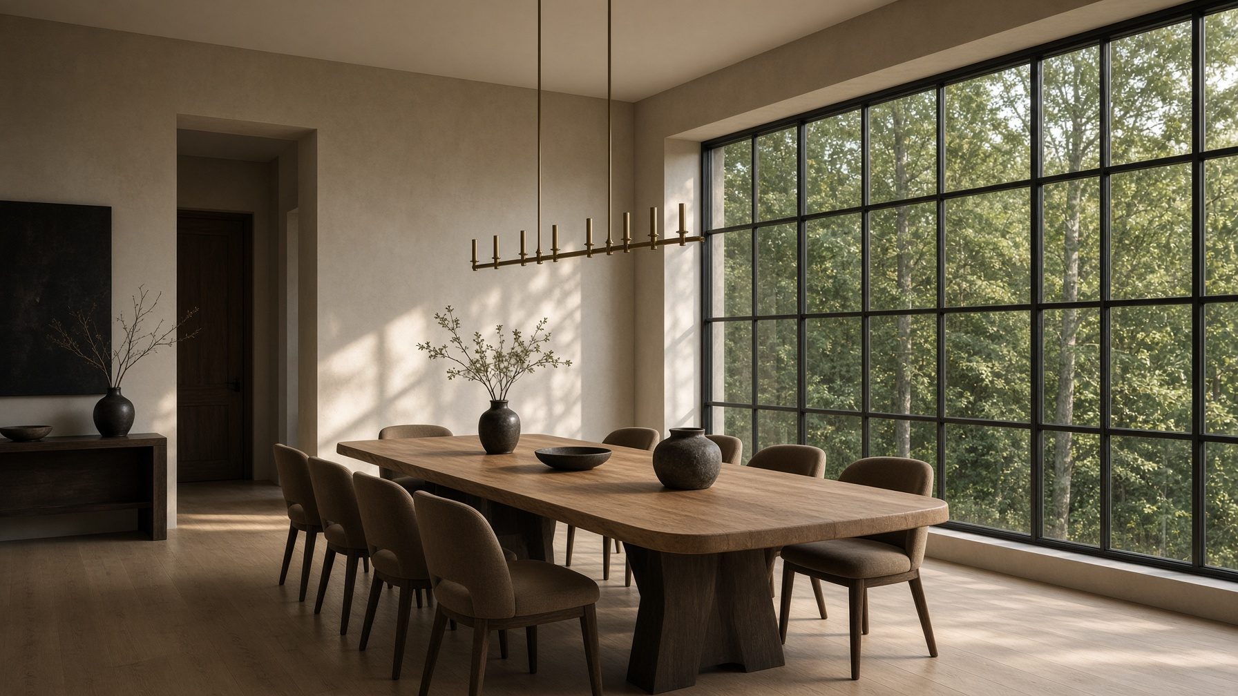 Dining room with forest light